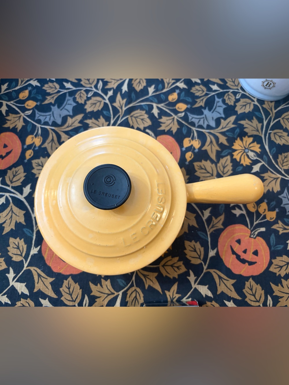 Le Creuset vintage Yellow Enamel Saucepan with Lid and Black Knob #16